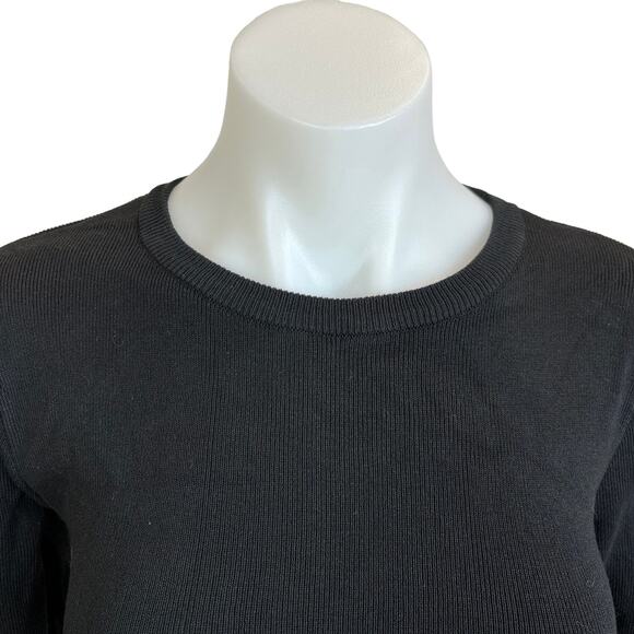 Lioness Black Ruched Drawstring Bodycon Stretch Knit Long Sleeve Mini Dress Sz S - Picture 10 of 13